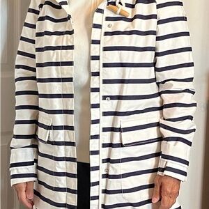 Joules Navy and White Striped Waterproof Jacket